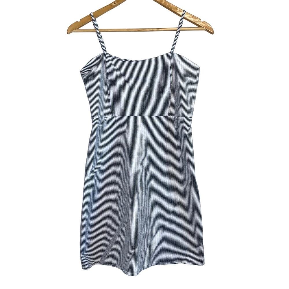 Brandy Melville Spaghetti Strap Mini Dress Blue Stripes Small